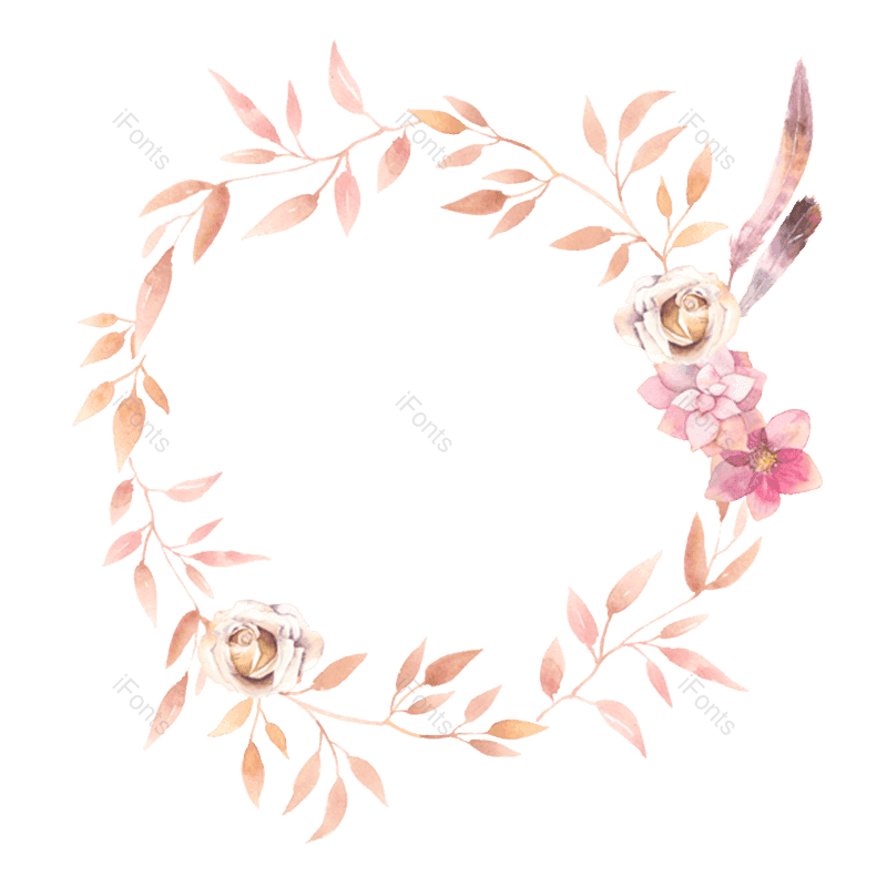 水墨图片,花卉边框元素,手绘花草PNG,水彩免抠素材